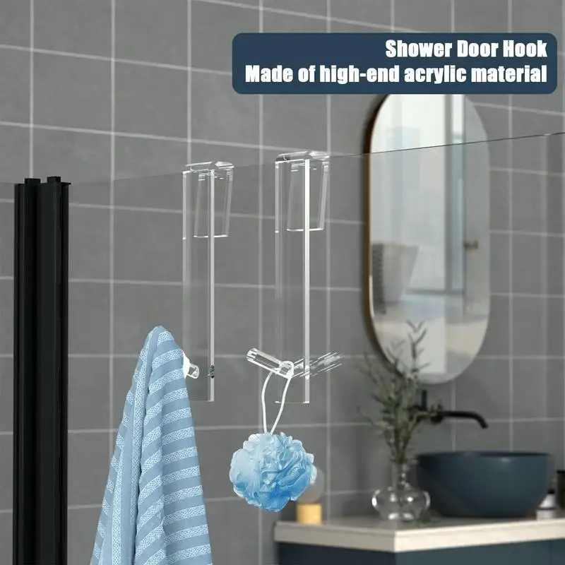Acrylic Bathroom Shower Door Hook Towel Hooks Anti-Slip Punch-Free Bathroom Bathrobe Hanger Transparent Towel Hooks For Bathroom 5