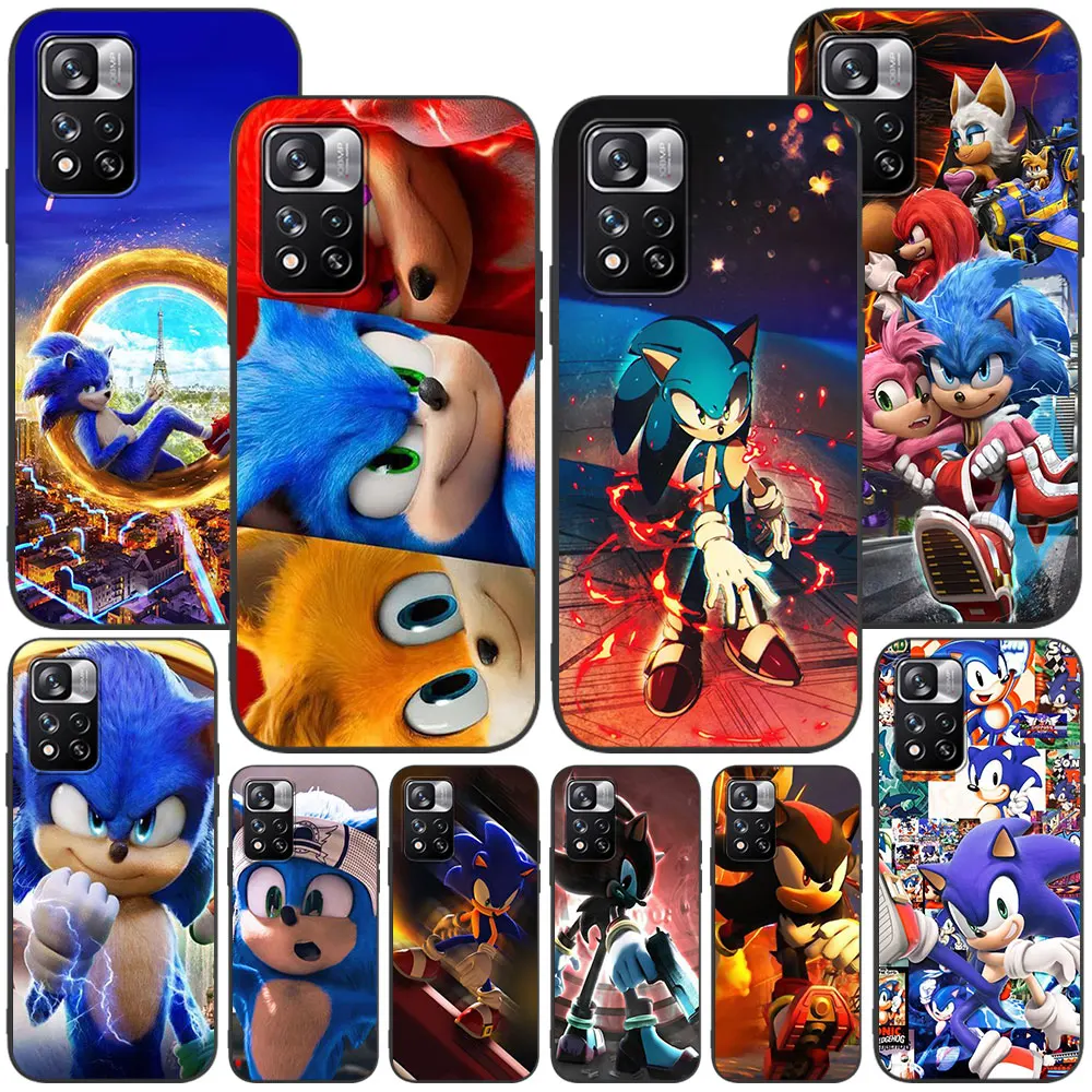 

S-Sonics H-Hedgehogs Case for Xiaomi Redmi Note 11 10 10S 8 9 9S 11E 12 Pro Plus 7 8T 11S 11T 5 Pro Soft TPU Black Phone Cover