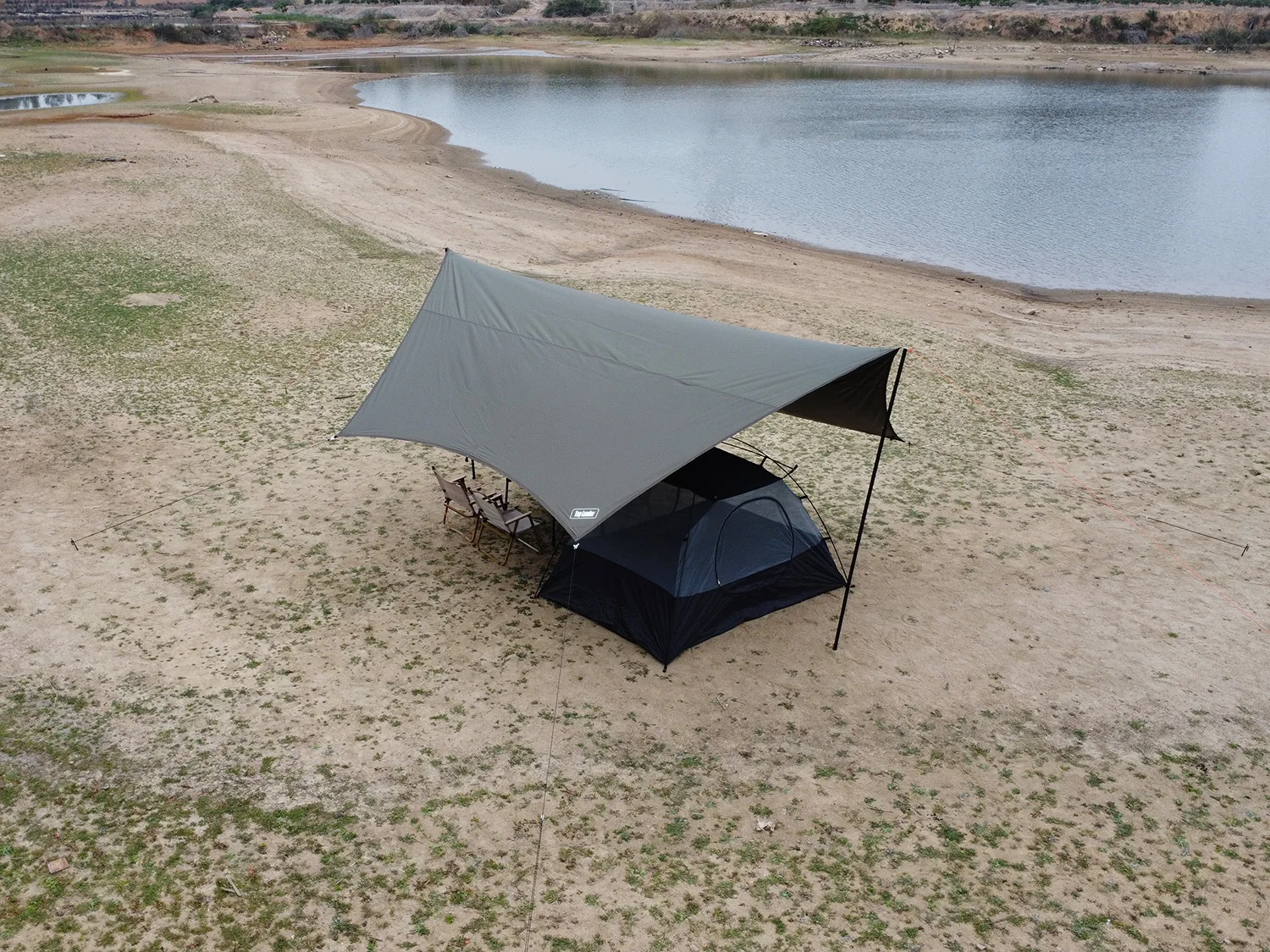 5 x 4,5 m große Plane mit schwarzer Beschichtung, wasserdicht, sechseckig beschichtet, Campingplane, Outdoor-Plane, Sonnenschutz, Unterschlupf, Zelt, Touristenmarkise – Detail 31