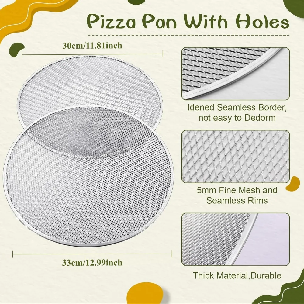 10/11/12/13in Pizza Pan Perforated Stainless Steel Nonstick Pizza Wire Mesh Tray Kitchen Bakery Restaurant BBQ Party Supplie pizza bakeware