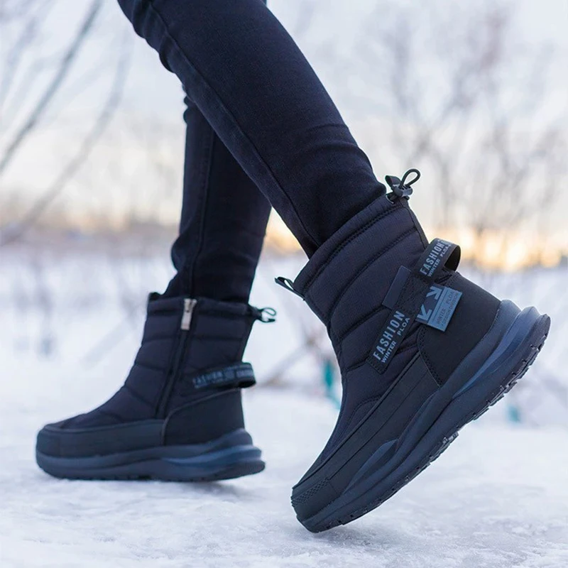 Men's Winter Boots 2023 Winter Shoes Men Snow Boots Waterproof Anti-slip Warm Shoes Man Thickened Plush Outdoor Boots