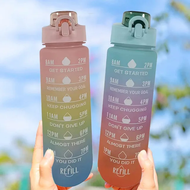 Botella de agua deportiva de 1 litro con pajita para viajes al aire libre,  botella de agua transparente portátil de 1 l, botella de plástico para mi  bebida sin BPA - AliExpress