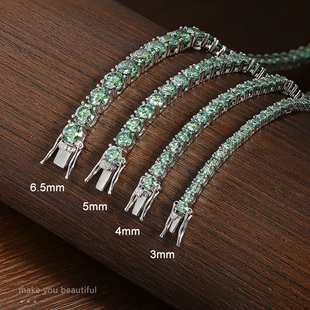 KNOBSPIN D VVS Original Green Moissanite Tennis Bracelets for Women Men Lab Diamond with GRA Wedding Jewelry 925 Sliver Bracelet - Image 3