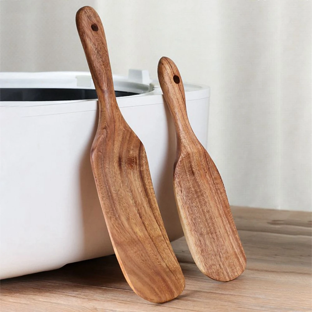 Contracted Acacia Wood Turner Wooden Long Handle Sauce Spatula Family Durable Cooking Wooden Shovel Kitchen Mixing Tools cooking spatula kitchen cooking utensils