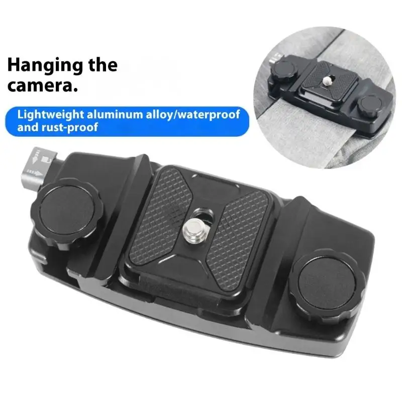 R53C 알루미늄 카메라 배낭 스트랩 마운트(1/4 나사 포함) DSLR 카메라 삼각대 안정기용 퀵 릴리스 카메라 마운트
