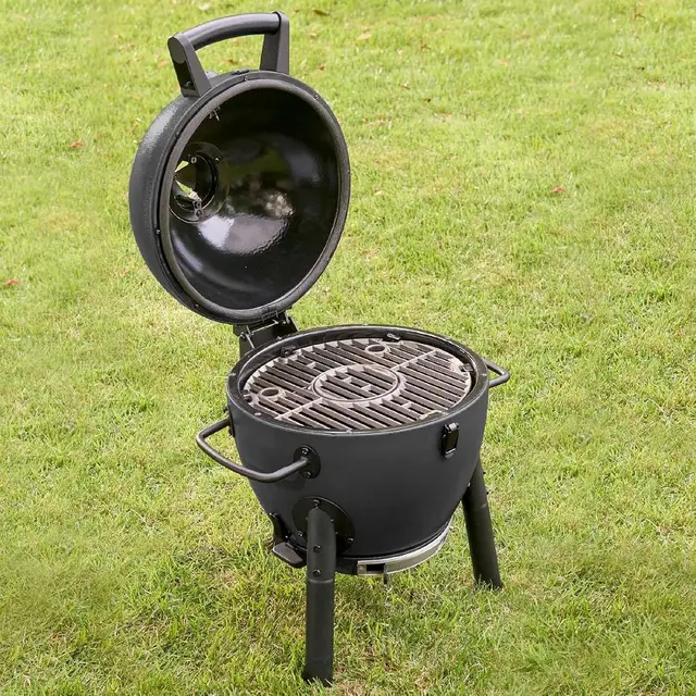 Portable Kamado Charcoal Grill & Smoker - AKORN Jr., Cast Iron Grates, Locking Lid, 155 Sq. In. Cooking Area, Model E86714 2