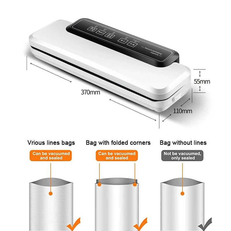 220V Vacuum Sealer Packaging Machine Household Food Vacuum Sealer Film Sealer Vacuum Packer 10 Vacuum Sealing Bags  Bag Sealer 4
