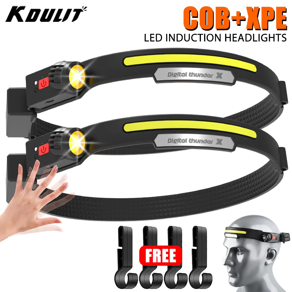 

Индукционный Головной фонарь XPE + COB, Аккумуляторный Головной фонарь