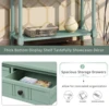TREXM Daisy Series Console Table Traditional Design with Two Drawers and Bottom Shelf Acacia Mangium (Retro blue) 5