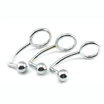 Male Chastity Cock Lock Anal Plugs /Cock Lock intruder with ball /Male metal Anal hook ring butt plug Alternative sex toys 3