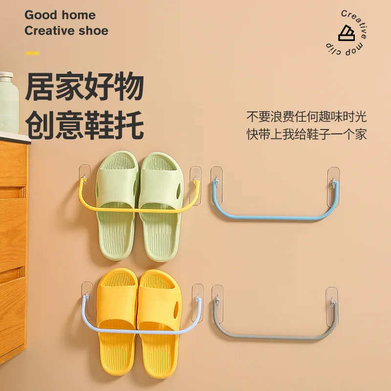 

50pcs Wall Mounted Shoe Rack Foldable Shoes Hanger Slippers Drain Storage Rack Shelf Shoe Hanging Holder Bathroom Organizer