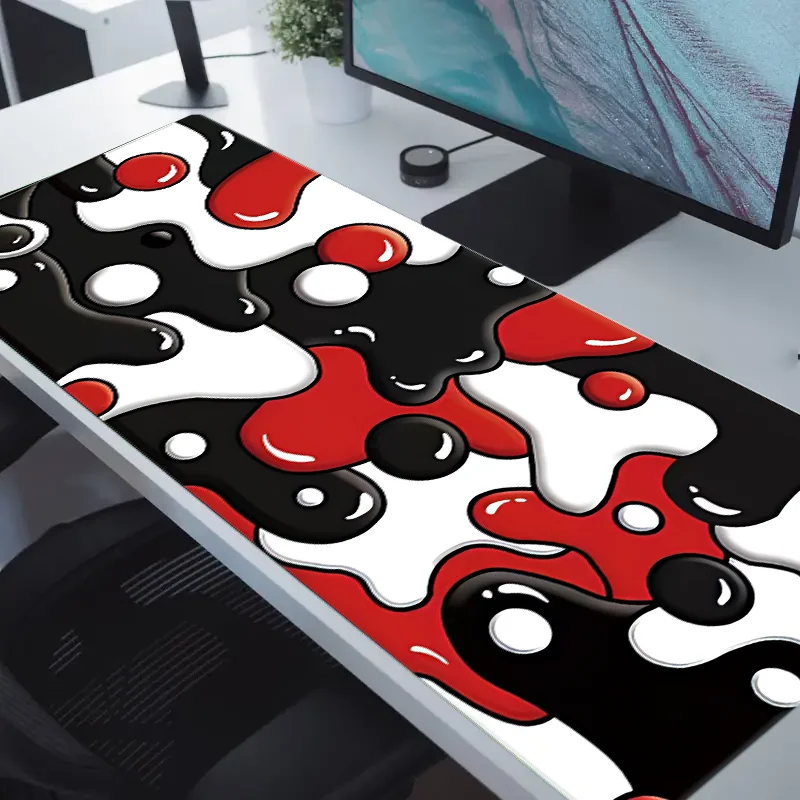 Red Bubble Sports mousepad, 31.49 x 11.81 inch, extended gaming mousepad with 2 mm non-slip rubber base stitched edges, suitable 5