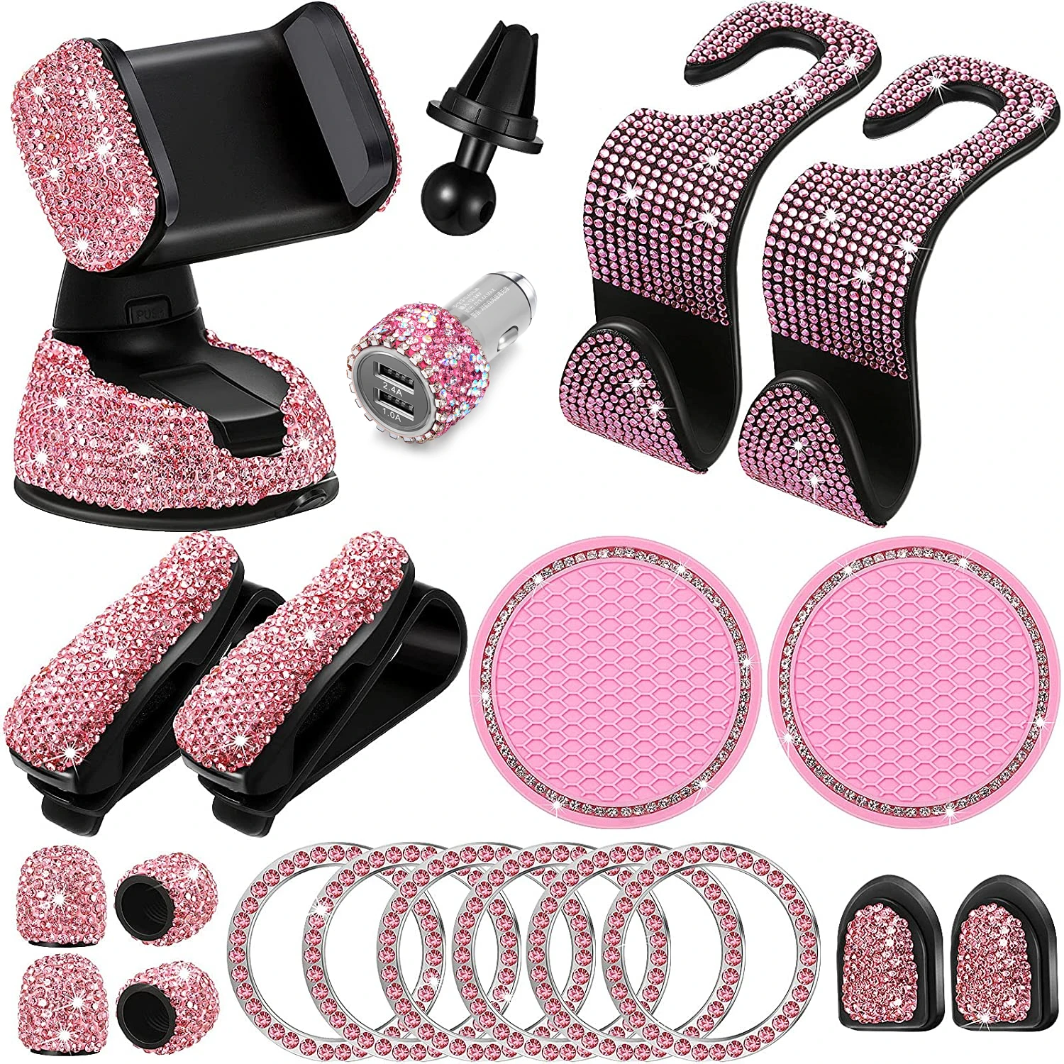 Hot Rose Pink Bling Car Accessories Interior Set for Women Girls Glitter  Plush Warm Automotive Seat Covers Cushion Crown Decor - AliExpress