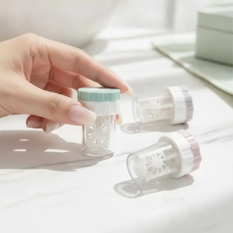 Compact Hand Rotating Contact Lens Cleaner - Dust-Proof Portable Cleaning Box