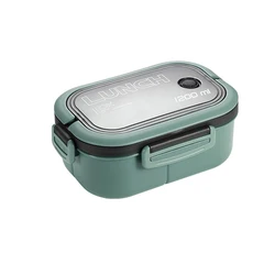Portable Dual-Compartment Lunch Box with Utensils - Microwave Safe, Fresh Food Container - 2 (Green)
