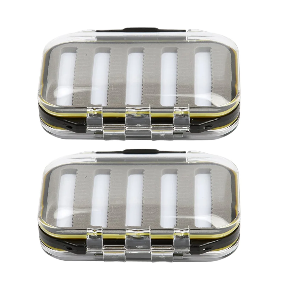 

2pcs Fly Box Waterproof Slit High Density Double Sided Fly Fishing Tackle Box Transparent Fly Box Type A (Black