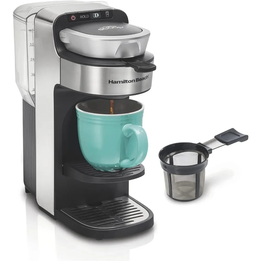 

XMSJ Single Serve Coffee Maker & Fast Grounds Brewer for 8-14oz. Cups,Removable Reservoir, Stainless Steel,Single Serve Coffee