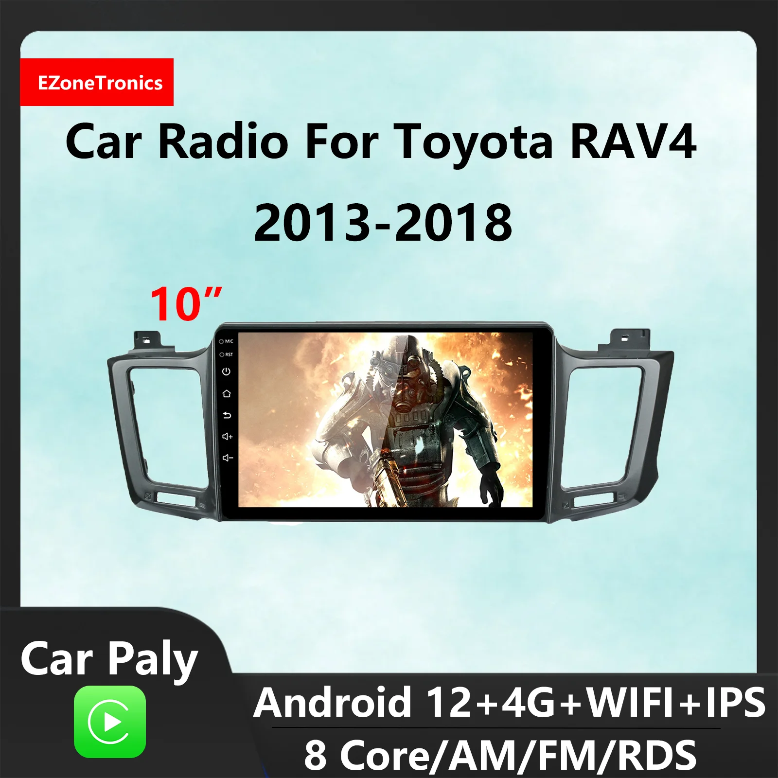 EzoneTronics CarPlay Android Auto Car Radio for Toyota RAV4 2013- Navigation Bluetooth Player Car Entertainment System