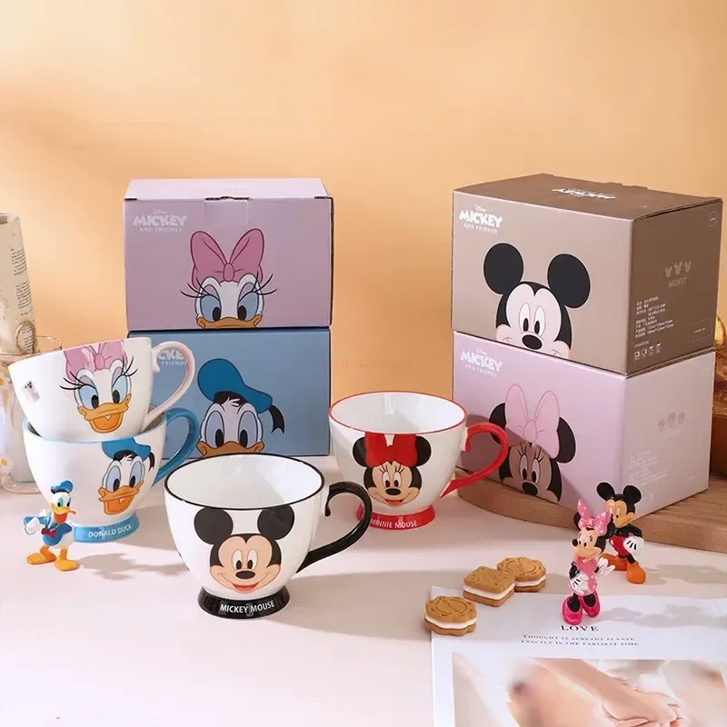 

450-500ML Disney Oatmeal Breakfast Cup Kawaii Mickey Mouse Gift Box Ceramic Mug Cartoon Anime Cute Children'S Home Milk Cup