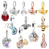 Glow-in-the-dark Firefly Sparkling Bee Red Ladybird Dangle Charm Beads Fit Original 925 Sterling Silver Bracelet Jewelry 1