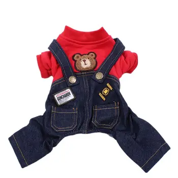 New Pet Jumpsuit Rompers Dog Hoodie Denim Coat T-Shirt Cat Puppy Jacket Autumn/Winter Clothes Apparel 3