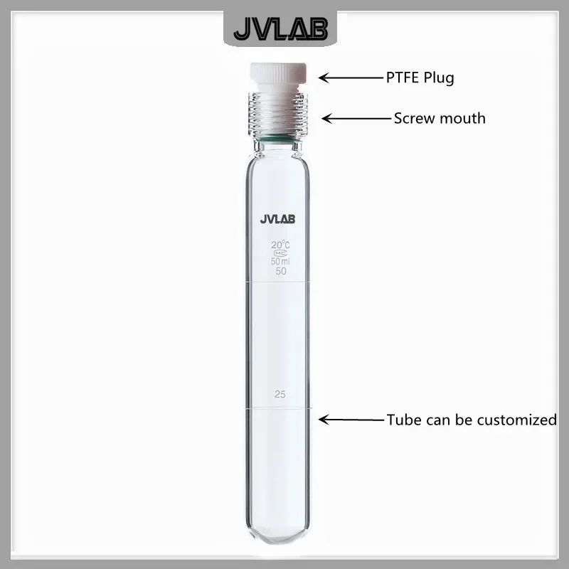 Nessler Glasses tube Glass Screw Colorimetric Tube Explosion-proof Test Tube With PTFE Plug Pressure Resistance 10 25 50 100ml plastic test tubes