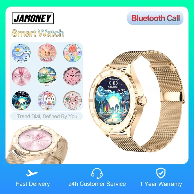 2024 New Fashion WOMEN'S Smart Watch Voice Assistant Health Detection Sports Bluetooth Phone Call Smart Watch for women