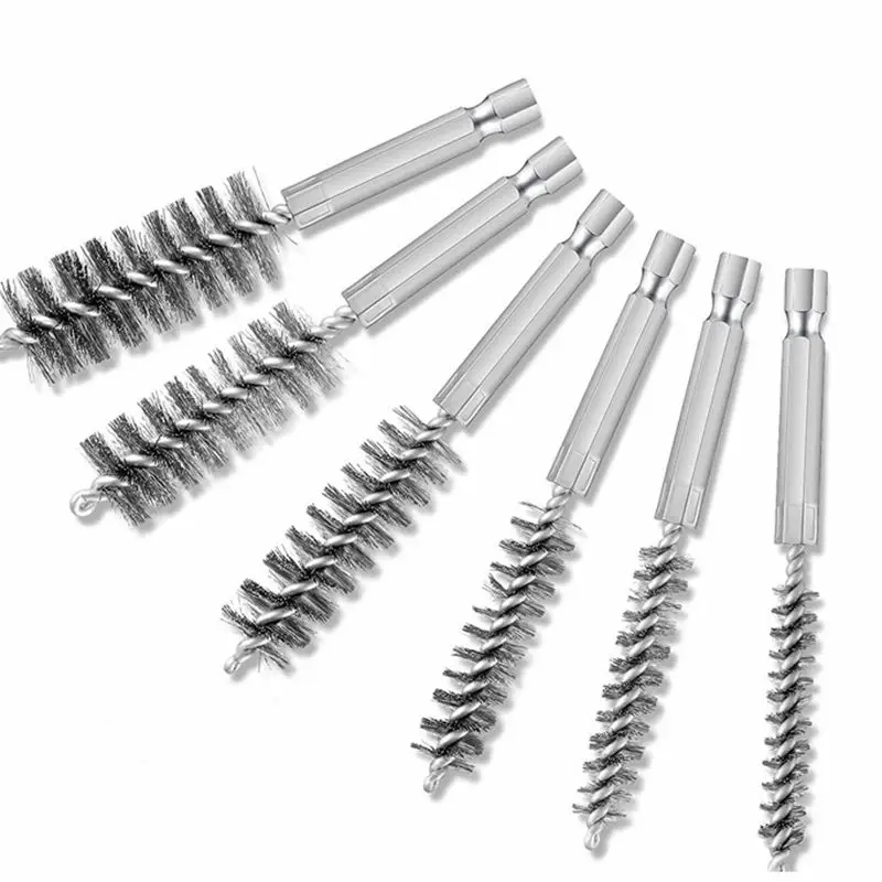 8/6pc Stainless Steel Bore Brush Set Twisted Wire Stainless Steel