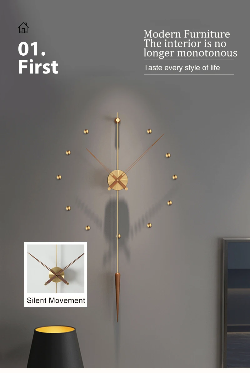 Spain Large Wall Clock Modern Design Metal Luxury Wall Watches Clocks DIY Home Decor Silent Living Room Orologi Da Parete Gift