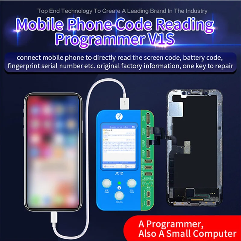 JC V1SE Phone Ture Tone Repair Programmer for Phone 7 7P 8 8P X XR XS XSMAX 11 ProMAX 12 13 Battery Fingerprint SN Reader mobile phone fixture,iphone battery repair flex,mobile phone battery board,glass screen repair tool,mobile phone test cable,dot matrix repair cable,mobile phone charger,iphone camera repair cable