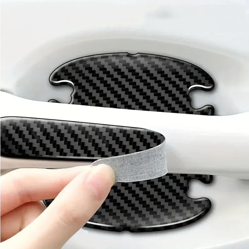 Carbon Fibre Door Bowl Sticker Universal Door Handle Protector Paint Scratch Resistant Anti-bump Strip Decoration Auto Parts