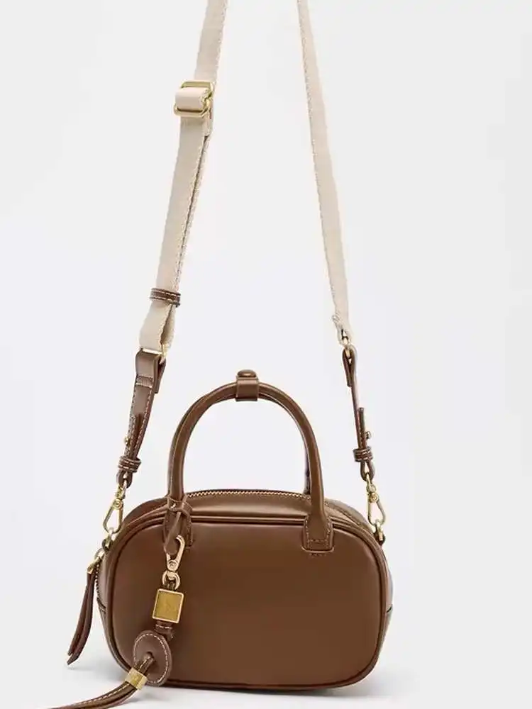 Wide Strap Women's Vintage Crossbody Bag Summer Tote Ladies Luxury Handbags Small Boston Bags For Female