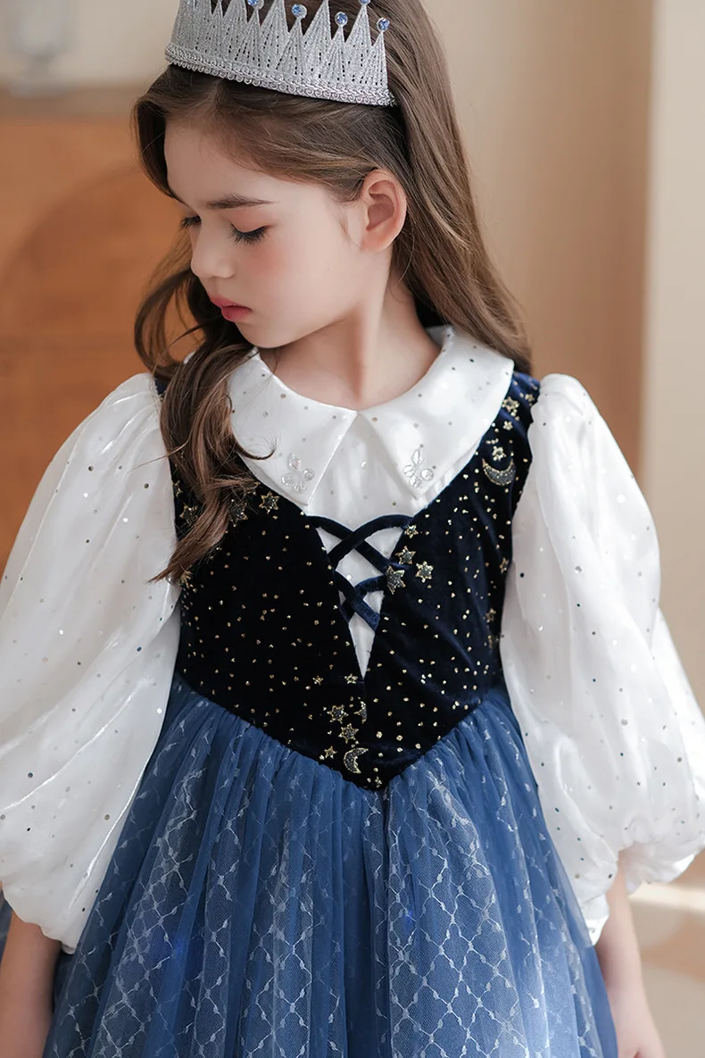 Anna Frozen Queen Dress Children Spring and Autumn Halloween