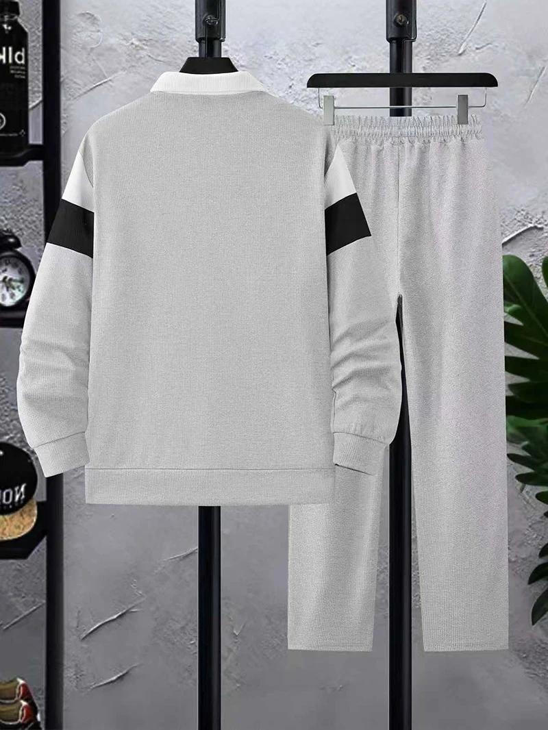 Men's Luxury Zipper Outerwear Set - Stylish Long Sleeve Top & Pants