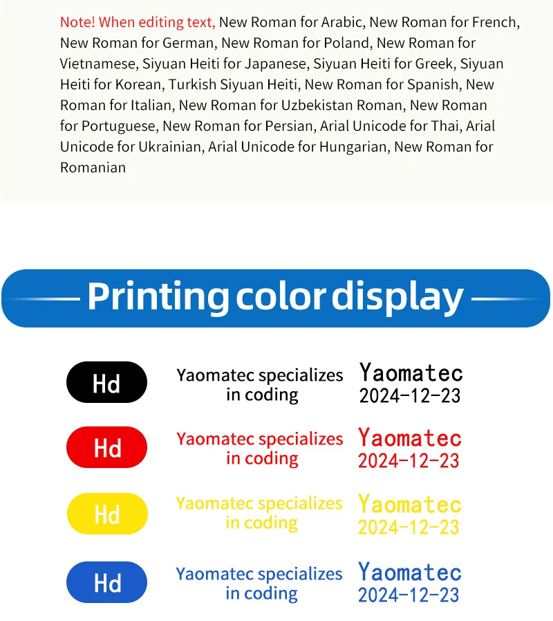 23 Languages YS130 12.7mm printing gun Code Date Logo Expiry Label Portable mini