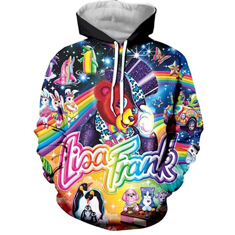 

Colorful Designer Lisa Frank Graphic Sweatshirts Cartoon Unicorn Dolphin 3D Printed Girls Hoodie Fashion Kids Pullovers Boy Tops