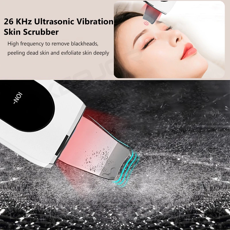 Ultrasonic Skin Scrubber Peeling Acne Blackhead Remover Ultrasonic EMS Ion Acne Pore Face Deep Cleaning Facial Shovel Cleaner 3