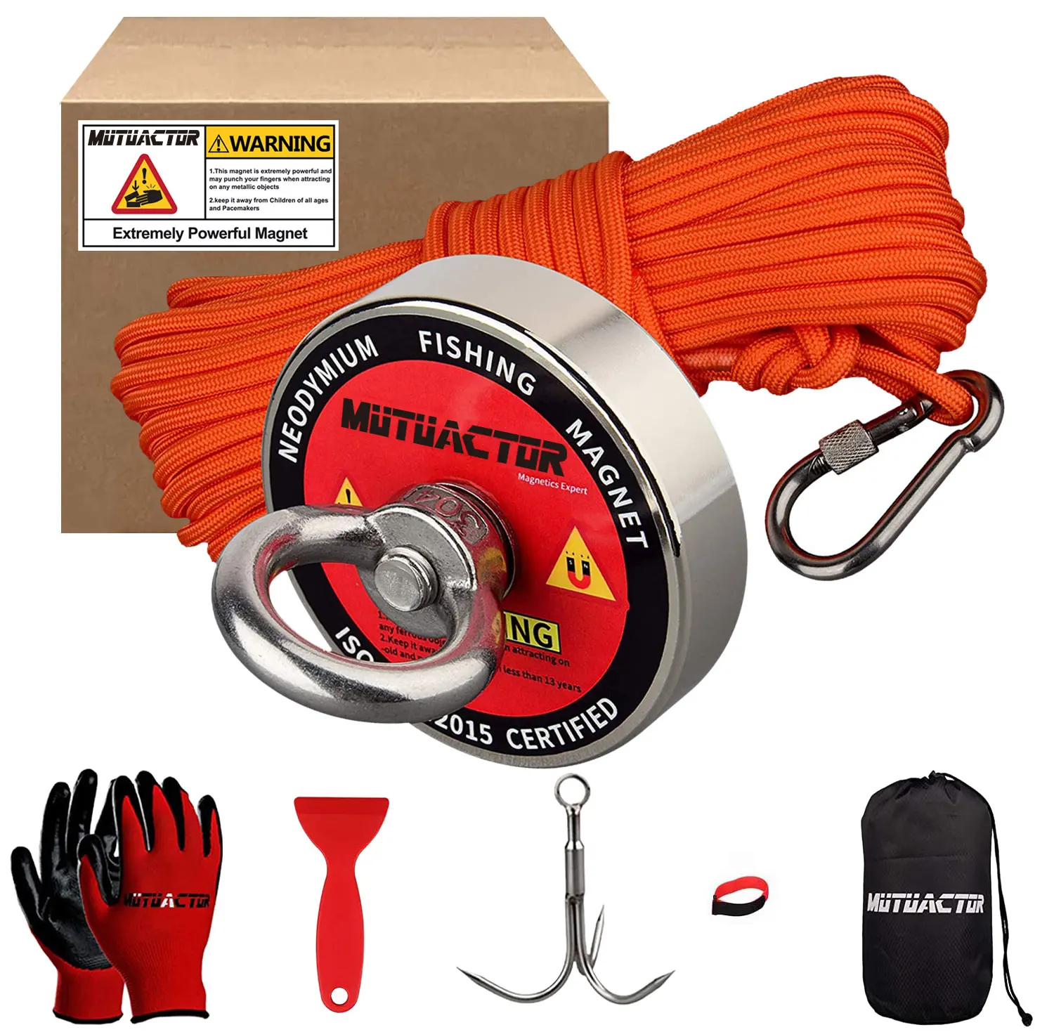 Strong Retrieval Magnet Kit Gancho N52 Ímãs Pesca Corda Durável Pesquisa Recuperação Salvage 400lb Novo 20m
