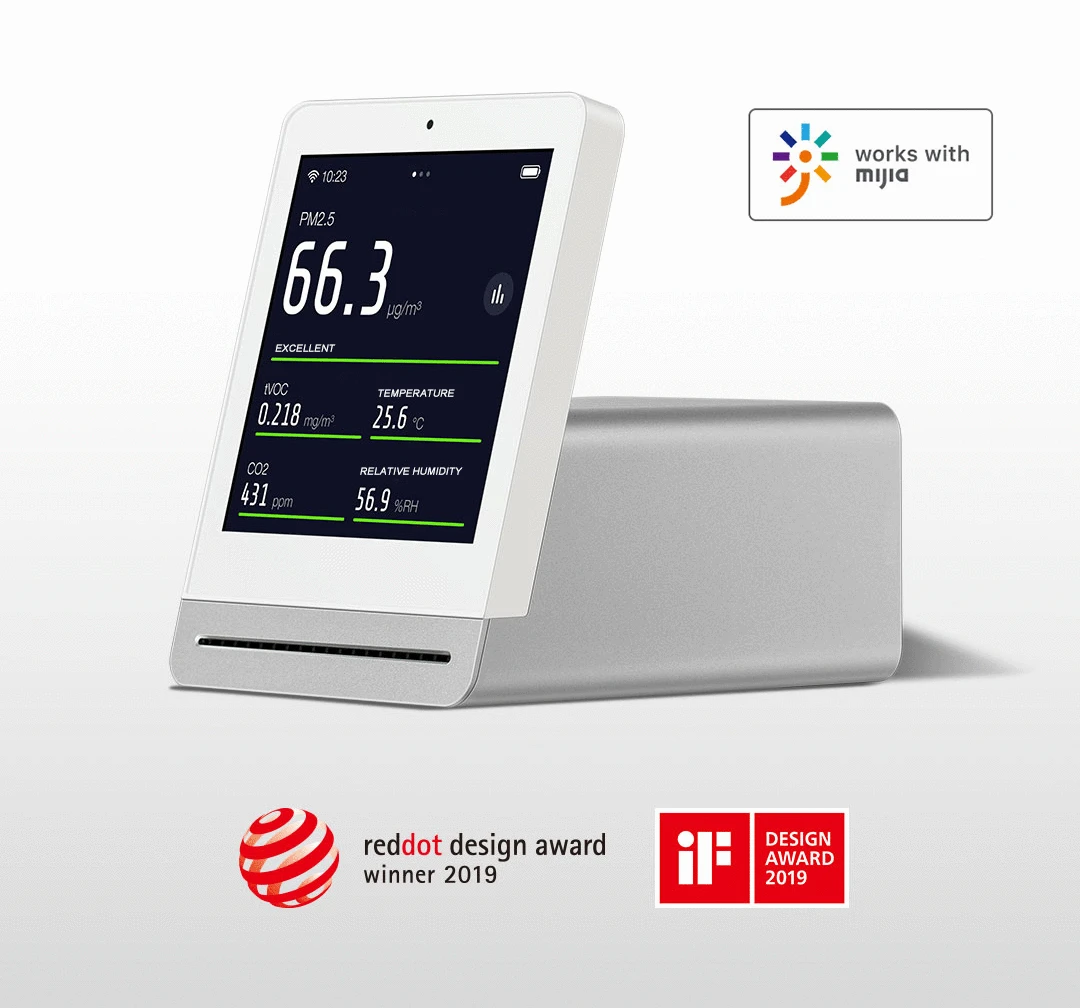 Xiaomi Qingping Air Detector Retina Touch IPS Screen CO2 PM2.5 Temperature Humidity Smoke Indoor Outdoor Monitor