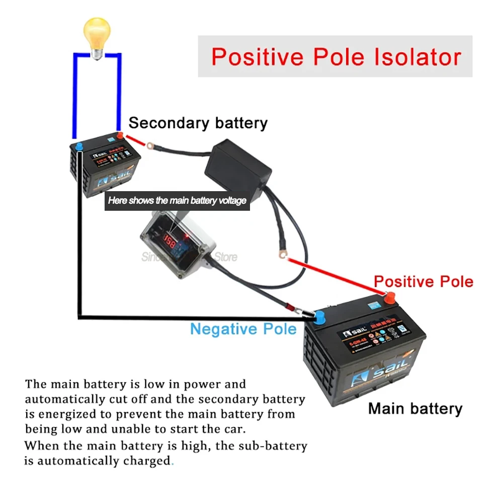 

12V Car Auto Double Battery Isolator Protector Dual Battery Controller Smart Battery Manager Automatic Charging And Power Off