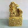 Brass Head Stamp Nine Dragon Jade Seal Craft Ornament 3