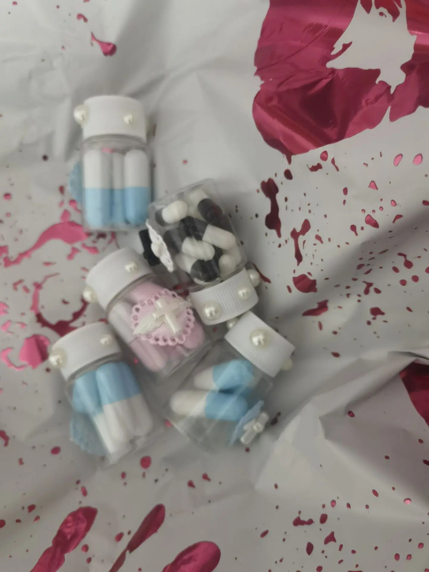 Anime Ornament Pill Syringe Multi-color Y2k Girl Boy Bag Pendant Gothic Lolita Halloween Csplay Prop Decoration Keychain
