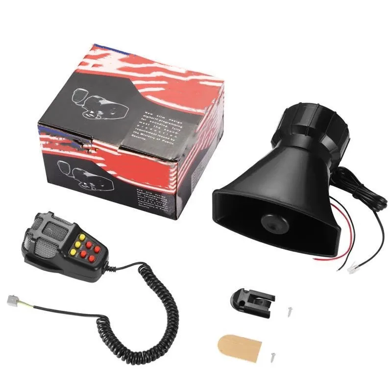 100W Mic PA System Emergency Amplifier Hooter 12V 24V Police Siren Air Horn Megaphone Tone Car Horn Car Warning Alarm Speakers car siren horn car air horn