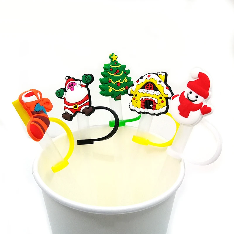 1PC Christmas Straw Cover Silicone Tips Drinking Dust Cap Santa Snowman  Straw Stopper Reusable Christmas Party Straw Decoration - AliExpress