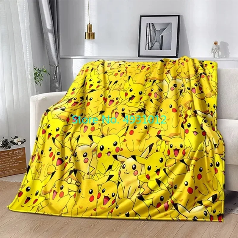 

Pokemon Cartoon Anime Pikachu Figures Blanket 70x100cm Soft 3D Flannel Lamb Sherpa Blankets Baby Kids Gift Throw Sofa Bedroom