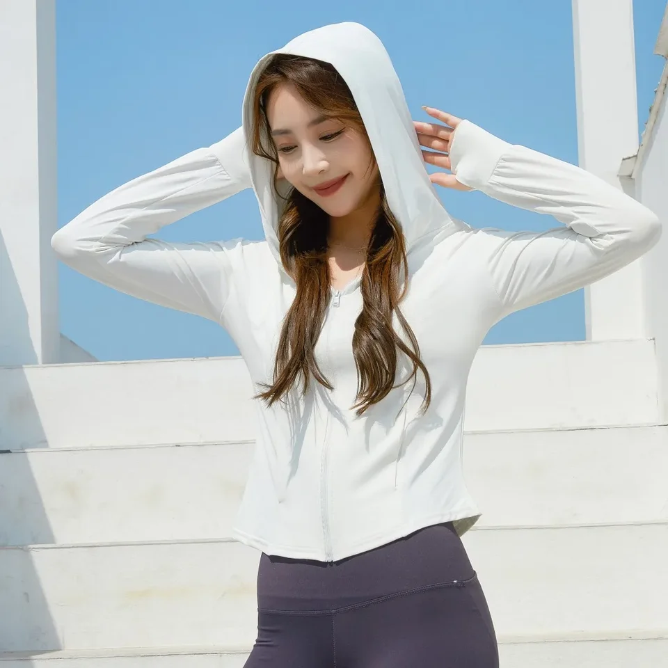 용수철 여름 야외 여성 허리 핏 슬리밍 자외선 차단 가디건, Fps50 자외선 차단, 독특한 맞춤형 로고