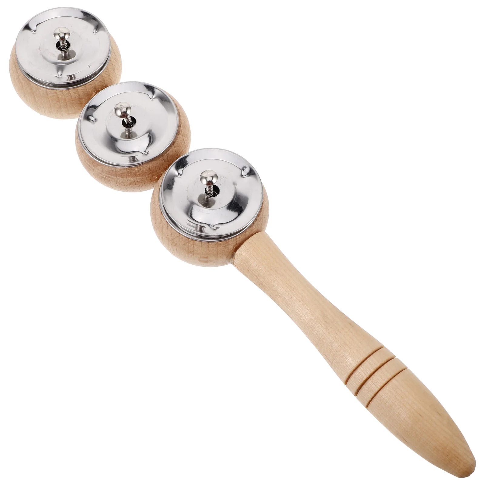 Hand Drawn 4 Tambourine Sticks Toddler Christmas Instrumental Wood Handheld Jingle Bells