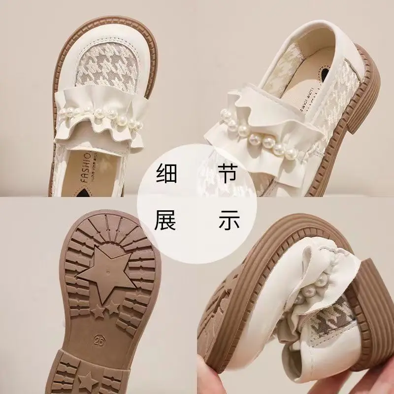 Girls shoes Spring Children Small Leather Shoe Medium To Large Girl Mesh Shoe Anti Slip Princess Dance Single