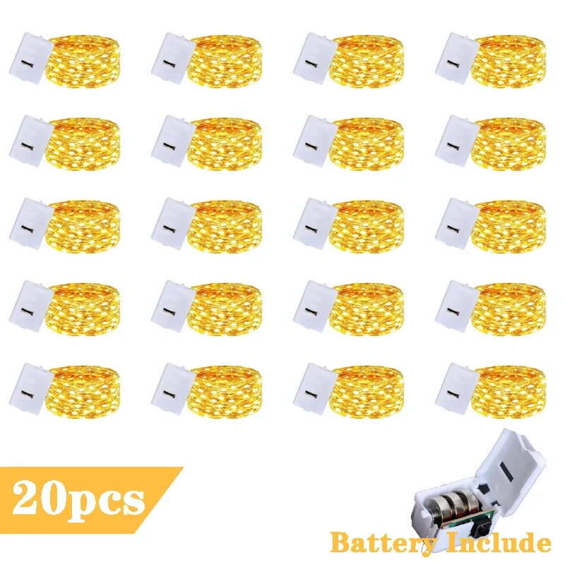 20 paket dize peri ışıkları 30Led 3M gümüş bakır tel akülü süslemeleri ışıkları düğün parti için yılbaşı dekoru