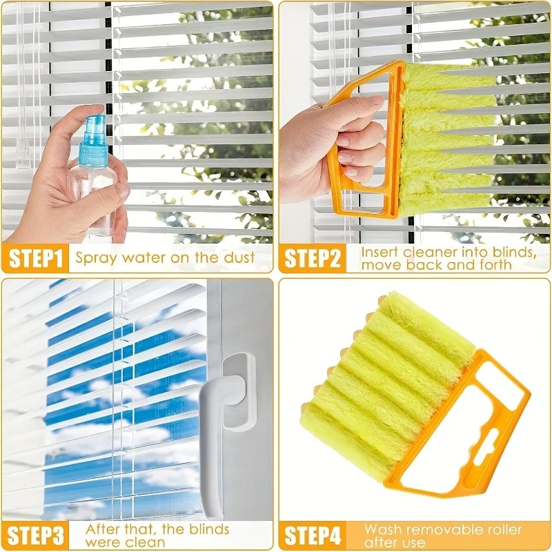 Portable Microfiber Window Cleaner - Efficient Dust and Blind Cleaning with Ergonomic Handle